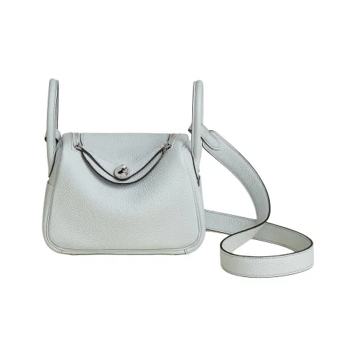 HERMES Lindy Clemence Bullock Кожа Сумка через плечо Мини Женские 08 BLEU Бледный Святой Грааль синий