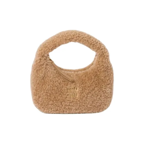 MIU MIU Wander Series Шерсть Хобо Сумка Сумка через плечо Сумка на плечо Женская Карамель