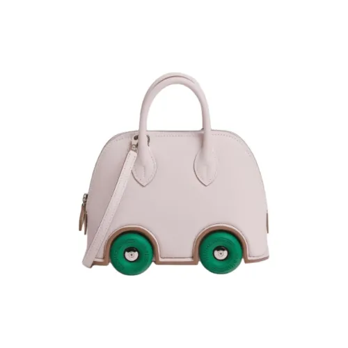 HERMES Bolide Эпсомская кожа Bowling Bag Сумка через плечо Сумка для женщин Розовый и Зеленый