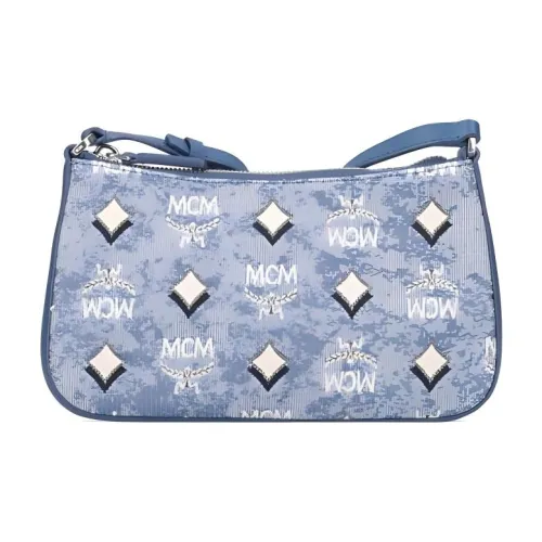 MCM Aren Холщовая кожа Пэчворк Сумка через плечо Маленькая Женская Синяя