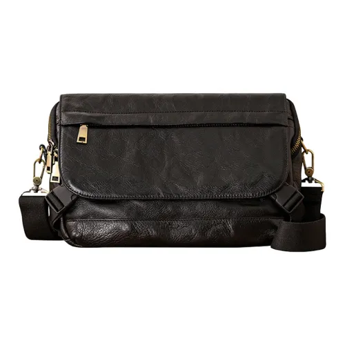 Back Step Сумка из крупнозернистой текстуры коровьей кожи растительно дубленная кожа курьерская сумка сумка через плечо большая унисекс черная