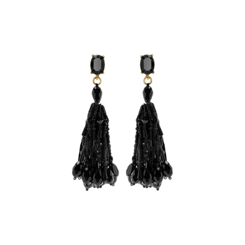Серьги OSCAR DE LA RENTA Crystal Brass Acrylic Женские Black