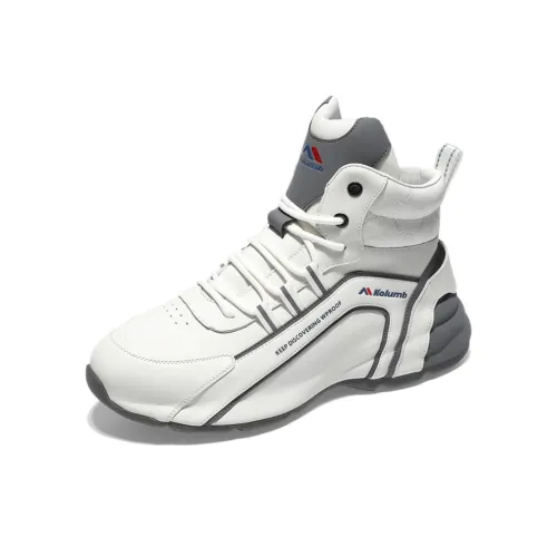 KOLUMB Антискользящий и Износостойкий Увеличивающий Высоту Высокий Топ Повседневный Мужской Белый Серый