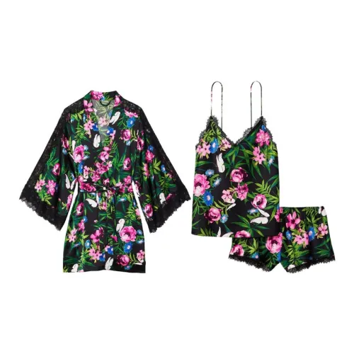 Victoria's Secret Pajama Комплект Женский Черный Тропический с Принт