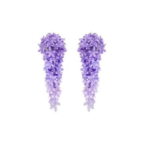 Oscar De La Renta Акрил Стекло Латунь Нейлон Полиэстер Серьги Унисекс Фиолетовый