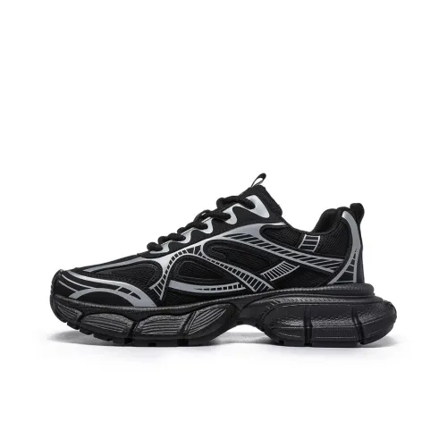 VOIT x IFXRN Противоскользящий и Износостойкий Покрытие Низкий Топ Толстая Подошва Кроссовки Унисекс Черный Серебряный