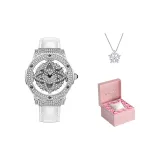 1058-Модный белый [Розовая коробка + Ожерелье]