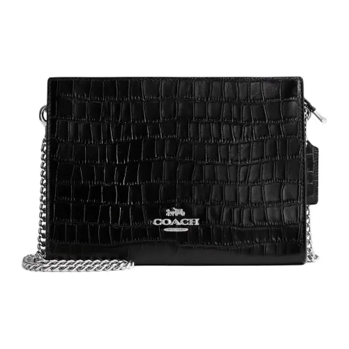 COACH Крокодил Тисненая кожа Сумка через плечо Маленькая Женская Черная
