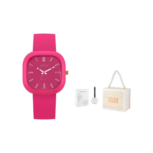 MISHALI DOPAMINE Кварцевый механизм Силиконовый ремешок Часы Женские Красный циферблат часов