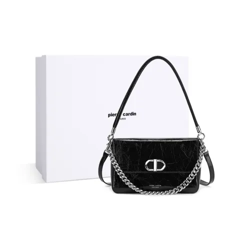 PIERRE CARDIN Сумка через плечо из крупнозернистой текстуры кожа коровы маленькая женская черная экрю