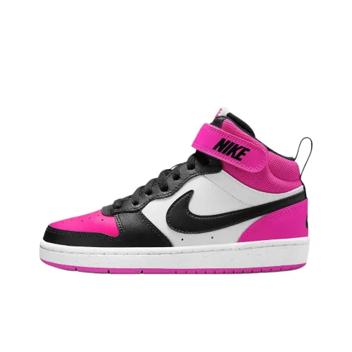 Nike Court Borough 2 Устойчивые к истиранию амортизаторы Slip-resistant MID Топ Детские Скейтбординги Черно-розовый