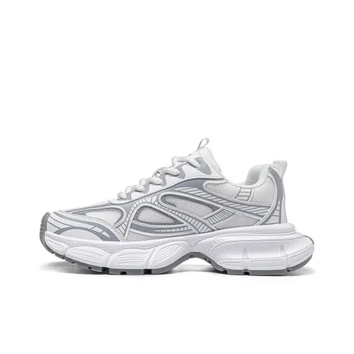 VOIT x IFXRN Устойчивость к истиранию Покрытие Увеличение высоты Низкий Топ Толстая подошва Кроссовки Унисекс Белый Серебряный