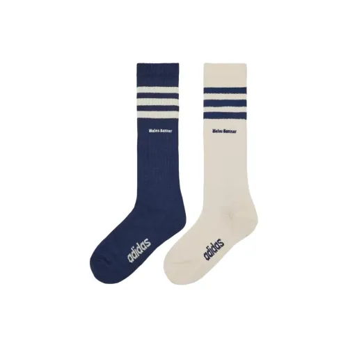 Adidas 2 шт Белый+Синий Унисекс Колено высокие Носки