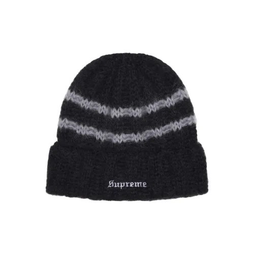 Supreme Смесь с мохером Шапки-бини Унисекс Черный Синий Красный Коричневый