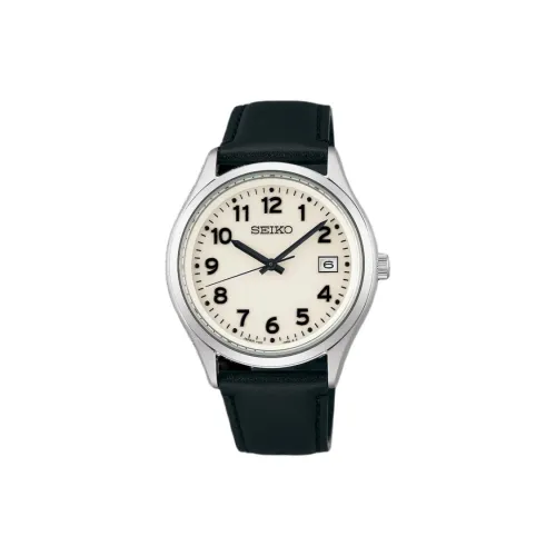 SEIKO Солнечный кварцевый механизм часы с коровьей кожей ремешок 38,7 мм мужские часы белый циферблат