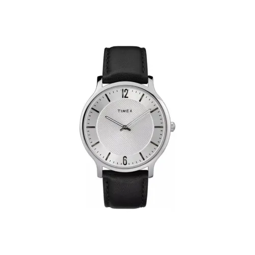 TIMEX Metropolitan Collection Мужские часы Кварцевый механизм Кожаный ремешок 40 мм Серебристый циферблат