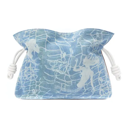 LOEWE Flamenco Denim с классической коровьей кожей сумка через плечо клатч женский вымытый синий и белый