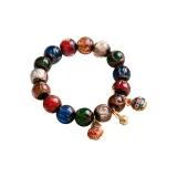 Дым Пепельный Лиули: Золотой Браслет с бусинами "Поглощающий Зверь" (Бусина 14 мм)