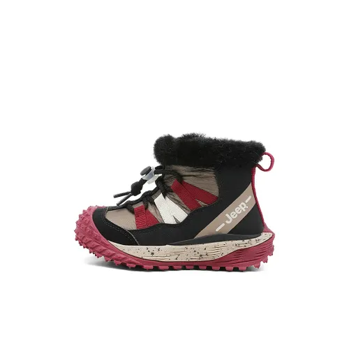 JEEP Детские кожаные сапоги High Top Mystic Samurai Красный/Обсидиановый черный Толстый хлопок Kids