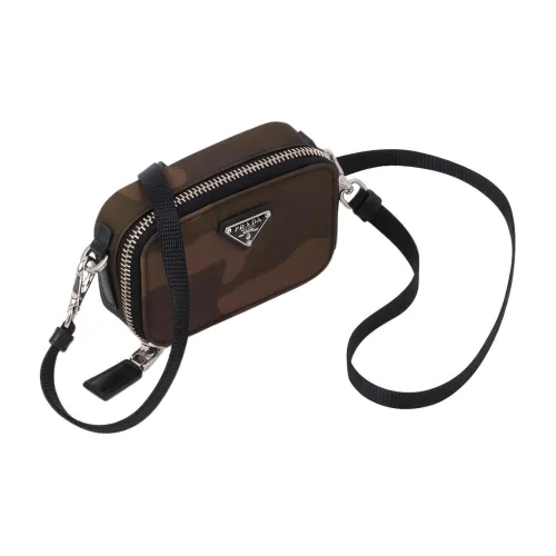 PRADA Сумка через плечо из кожи маленькая женская темно-коричневая