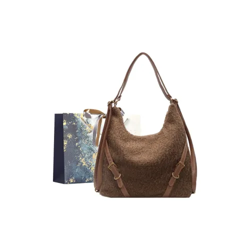 Iman's House Плюшевый Плечевая сумка Рюкзак Женские Коричневый Серый