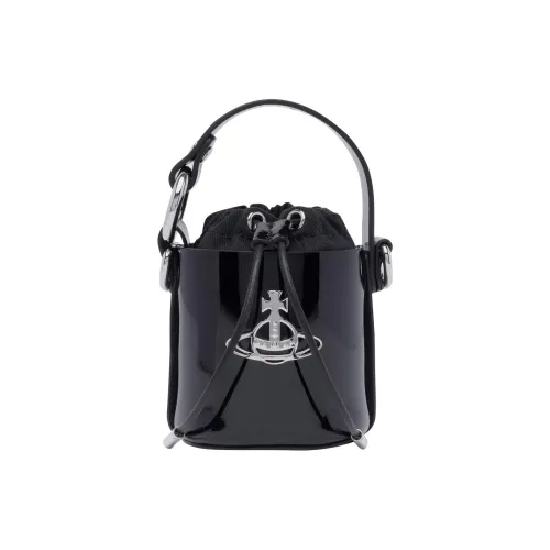 Vivienne Westwood Daisy Телячья кожа Ведрообразная сумка Сумка через плечо Сумка мини Женская Черная