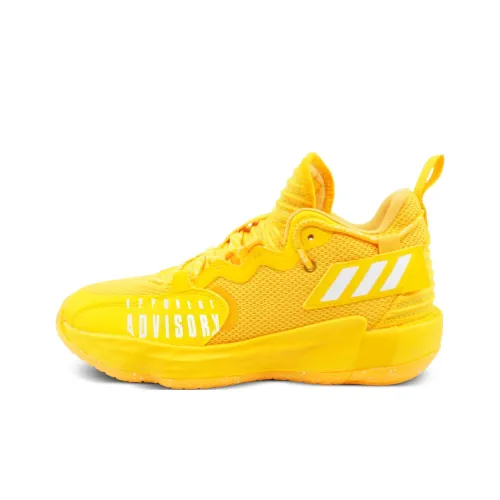 Adidas D Lillard 7 Slip-resistant Abrasion-resistant Low-top Баскетбольные кроссовки Мужские Желто-белые