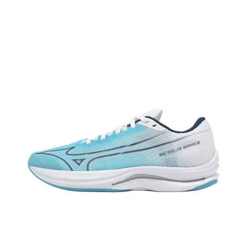 Mizuno Slip-resistant Abrasion-resistant Low Top Casual Running Shoes Women's Blue White Мицубо Противоскользящие Устойчивые к истиранию Низкие Топ Повседневные Беговые Кроссовки Женские Синий Белый