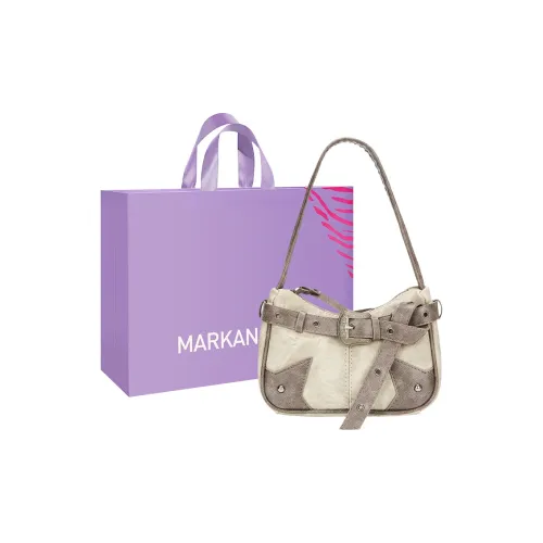 MARKANGARO Denim Half Moon Bag Standard Women's Gray Blue Brown MARKANGARO Деним Полумесяц Сумка Стандартная Женская Серый Синий Коричневый