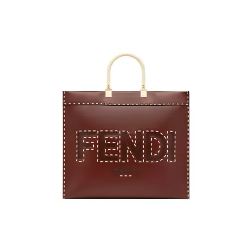 FENDI Sunshine Кожа Сумка-тоут через плечо сумка среднего размера женская коричневая