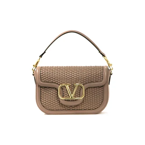 Valentino Garavani Ткань Вязаная Кожа Сумка через плечо Сумка Женская Голубая Серый