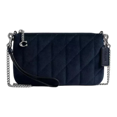 COACH Велюр Сумка через плечо Сумка на плечо Средняя Женская Черная