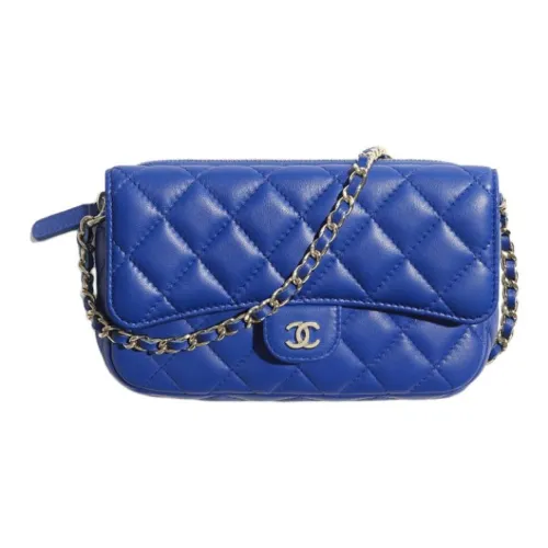 CHANEL Lambskin Crossbody Чехол для телефона Стандартный Женский Синий