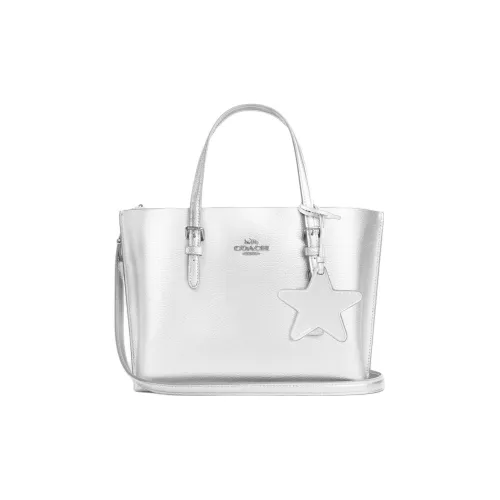 COACH Molly East West Металл Двойная сторона Кожа Сумка через плечо Сумка Средний Женская Светлая Серебряный