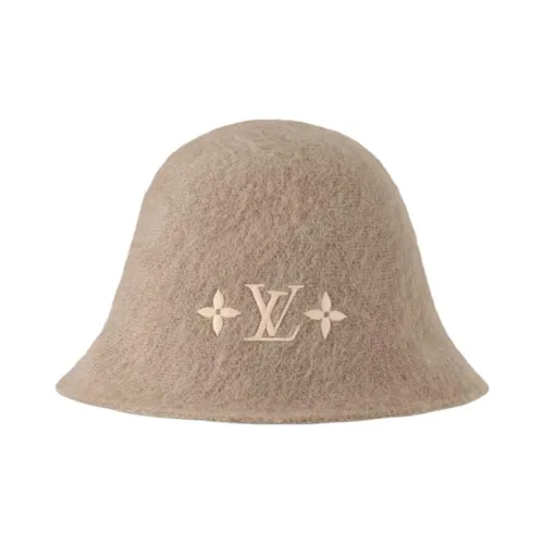 LOUIS VUITTON Шерсть Нейлон Мохер Шляпы ведра Женские Бежевый