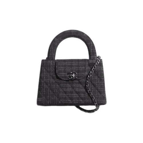 CHANEL Металл Деним Ткань Сумка через плечо Сумка Мини Женская Черная и Серая