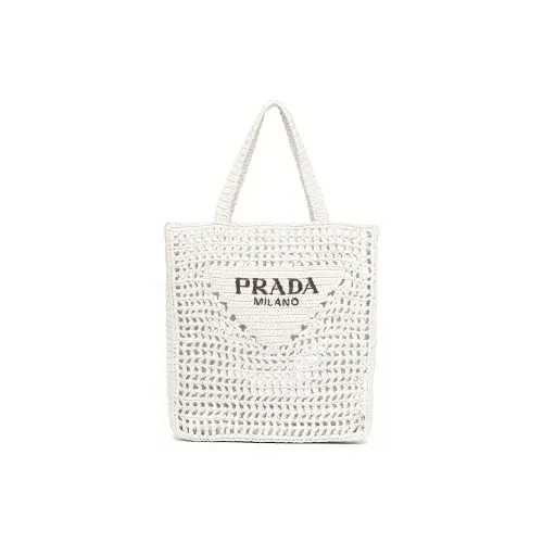 PRADA Рафия Волокно Тот Сумка Сумка для покупок Сумка через плечо Женская Белая