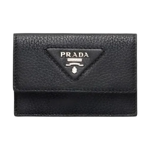 PRADA Saffiano кожаный кошелек для карт мужской черный