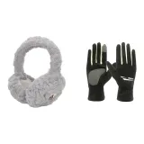 Черная перчатка + серые меховые наушники с капюшоном