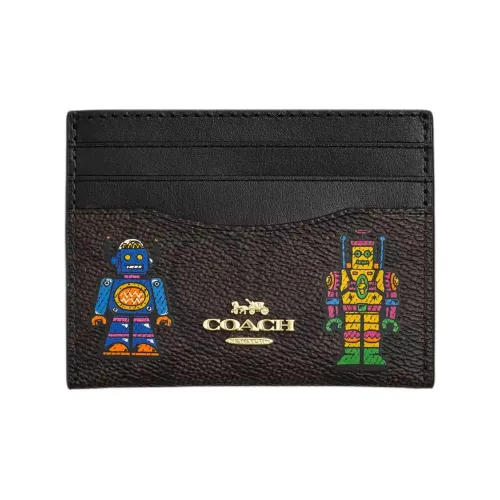 COACH Покрытый холст Картхолдер Мини Женский Ореховый