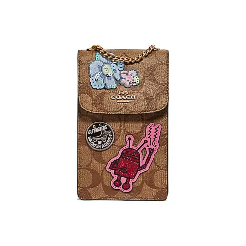 COACH Keith Haring Коллаборация Холст и Кожа Чехол для телефона Мини Женский Хаки