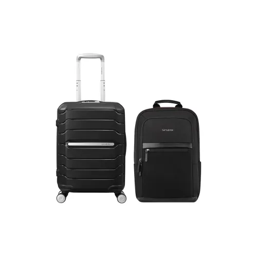 SAMSONITE Ткань 20 Дюйм Чекерные Чемоданы Комбо Набор с Материал PP Средний Унисекс Черный
