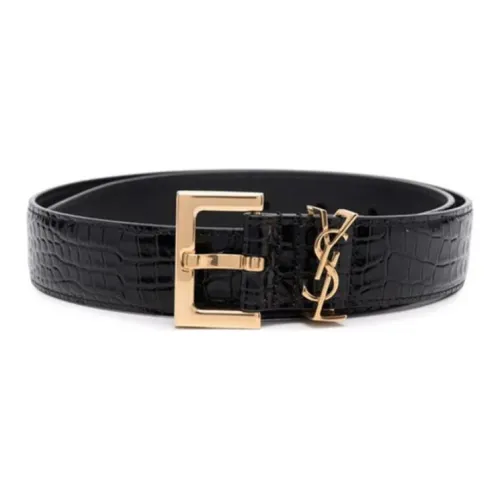 SAINT LAURENT Ремни из коровьей кожи женские черные ширина 3 см