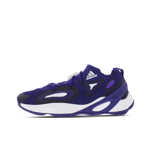 Adidas Exhibit A Slip-resistant Abrasion-resistant Low-top Basketball Shoes Men's Purple White Adidas Exhibit A Slip-resistant Abrasion-resistant Низкие Баскетбольные Кроссовки Мужские Фиолетовый Белый