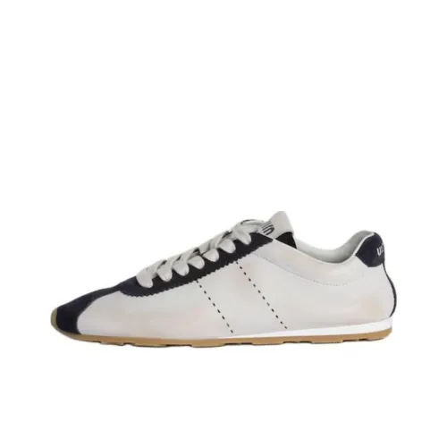 MIU MIU FW24 Plume Потертый Низкий Топ Повседневная Обувь Женская Белая Синяя