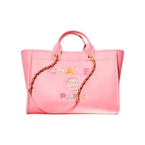 CHANEL 22SS Телячья кожа Тоут Сумка Сумка для покупок Сумка через плечо Сумка Большая Женская Кораллово-розовая