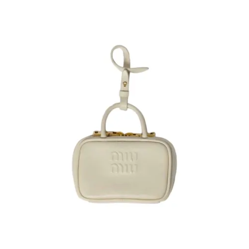MIU MIU Кожа Сумка Аксессуар Bag Charm Женские Мел Белый