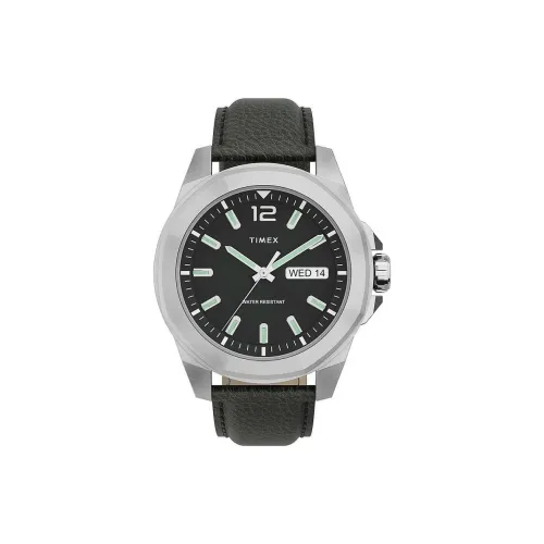 TIMEX Essex Road Collection Мужские часы Кварцевый механизм Кожаный ремешок 44 мм Черный циферблат