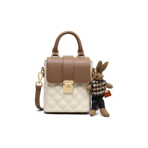 MILLIE'S Сумка из синтетической кожи с коровьей кожей через плечо маленькая белая и кофейного цвета