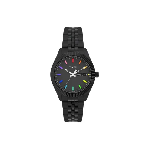 TIMEX Наручные часы Кварцевый механизм Ремешок из нержавеющей стали 36 мм Черный циферблат Женские часы